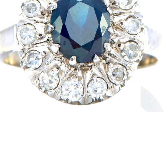 Antique SILVER, SAPPHIRE AND DIAMOND RING - Picture 4 of 5